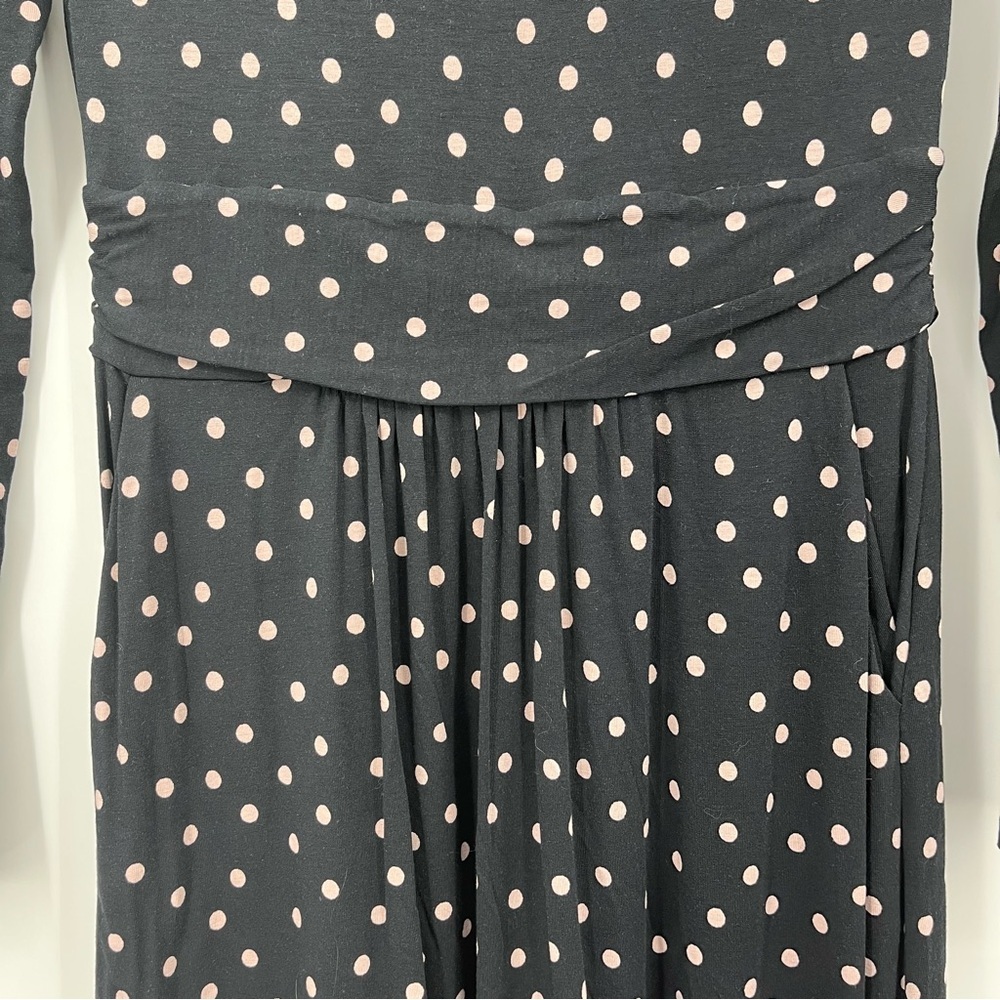 Boden US 6R Abigail Jersey Dress Long Sleeve 0460 Black Milkshake Pink Spot - Picture 4 of 13